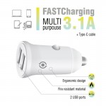 Автомобильное зарядное устройство Piko CC-312 2USB 3.1A White + кабель Type-C (1283126538803)