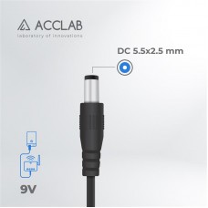 Кабель питания ACCLAB USB-DC5 5х2 9V 1A 1m Black (1283126552830)