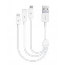 Кабель Ttec (2DK13) 3в1 Trio USB-Lightning-microUSB-Type-C 2.1A 0.3m White