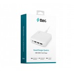 Сетевое зарядное устройство Ttec SmartCharger Quattro GaN 3USB 1Type-C 65W White (2SCG02B)