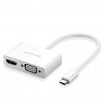 Адаптер Ugreen MM123 Type-C-HDMI-VGA 4K 30Hz White (30843)