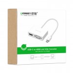 Адаптер Ugreen MM123 Type-C-HDMI-VGA 4K 30Hz White (30843)
