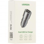 Автомобильное зарядное устройство Ugreen CD130 2USB 24W 3A QC 3.0 Gray (50592)