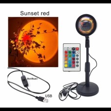 Проекционная разноцветная RGB LED лампа Sunset Lamp с эффектом заката с пультом светильник заката/рассвета