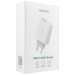 Сетевое зарядное устройство Ugreen CD170 1USB 1Type-C PD 36W 3A White (60468)