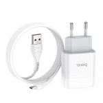 Сетевое зарядное устройство Hoco C72A Glorious 1USB 2.1А White (6931474713001) + кабель MicroUSB