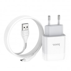 Сетевое зарядное устройство Hoco C72A Glorious 1USB 2.1А White (6931474713001) + кабель MicroUSB