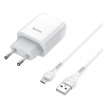 Сетевое зарядное устройство Hoco C72A Glorious 1USB 2.1А White (6931474713001) + кабель MicroUSB