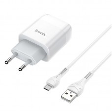 Сетевое зарядное устройство Hoco C72A Glorious 1USB 2.1А White (6931474713001) + кабель MicroUSB