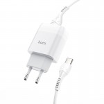 Сетевое зарядное устройство Hoco C72A Glorious 1USB 2.1А White (6931474713018) + кабель Type-C Сетевое зарядное устройство Hoco C72A Glorious 1USB 2.1А White (6931474713018) + кабель Type-C