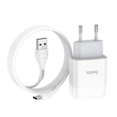 Сетевое зарядное устройство Hoco C72A Glorious 1USB 2.1А White (6931474713018) + кабель Type-C