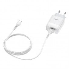 Сетевое зарядное устройство Hoco C72A Glorious 1USB 2.1А White (6931474713018) + кабель Type-C