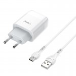 Сетевое зарядное устройство Hoco C72A Glorious 1USB 2.1А White (6931474713018) + кабель Type-C Сетевое зарядное устройство Hoco C72A Glorious 1USB 2.1А White (6931474713018) + кабель Type-C