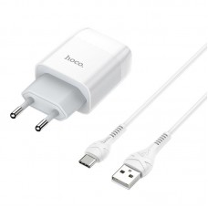 Сетевое зарядное устройство Hoco C72A Glorious 1USB 2.1А White (6931474713018) + кабель Type-C