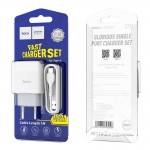 Сетевое зарядное устройство Hoco C72A Glorious 1USB 2.1А White (6931474713018) + кабель Type-C Сетевое зарядное устройство Hoco C72A Glorious 1USB 2.1А White (6931474713018) + кабель Type-C