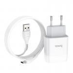 Сетевое зарядное устройство Hoco C73A Glorious 2USB 2.4А White (6931474713070) + кабель Type-C