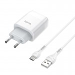 Сетевое зарядное устройство Hoco C73A Glorious 2USB 2.4А White (6931474713070) + кабель Type-C