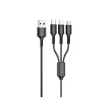 Кабель WK WDC-137 Upine Series 3в1 USB-Lightning-МicroUSB-Type-C 1.2m Black (6941027616284)