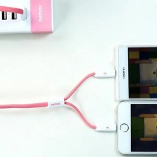 Кабель Remax RC-025t Gemini USB-Lightning-MicroUSB (M/M) 1m Pink (6954851251286)