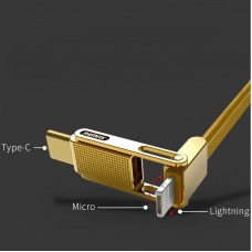 Кабель Remax RC-070th Gplex Lightning-МicroUSB-Type-C (F/M) 1m Gold (6954851267201)