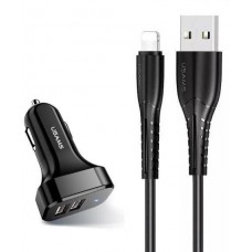 АЗУ Usams U35 2USB 2.1A Black (6958444985961) + кабель Lightning