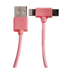 Кабель WK WDC-008 Axe 2в1 USB-Lightning-microUSB 1m Pink (6970349287315)
