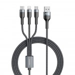 Кабель Remax RC-070th Sury2 USB-Lightning-МicroUSB-Type-C (M/M) 1m Grey (6972174156781)