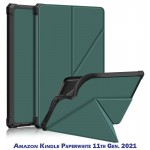 Чехол книжка BeCover PU Ultra Slim Origami для электронной книги Amazon Kindle Paperwhite 11th Gen. 2021 Dark Green (707220)