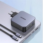 Сетевое зарядное устройство Ugreen CD289 GaN PD 140W 2Type-C 1USB 5A Gray + cable Type-C 1.5m (90549)
