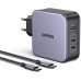 Сетевое зарядное устройство Ugreen CD289 GaN PD 140W 2Type-C 1USB 5A Gray + cable Type-C 1.5m (90549)