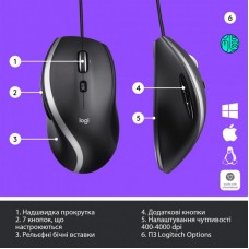 Мышь Logitech Advanced Corded M500s Black (910-005784)