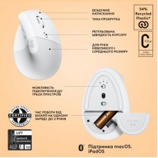 Мышь Wireless Logitech Lift for Mac Vertical Ergonomic White (910-006477)