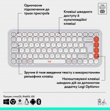 Клавиатура Wireless Logitech Pop Icon Keys Off White (920-013072)