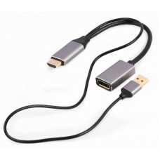 Адаптер Cablexpert HDMI-DisplayPort (M/F) 0.1m Black/Grey (A-HDMIM-DPF-02)