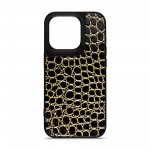 Чехол накладка Harder PU Crocosaur для Apple iPhone 15 Pro Black (ARM76701)