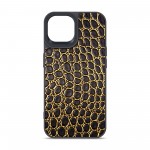 Чехол накладка Harder PU Crocosaur для Apple iPhone 14 Black (ARM76713)