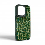 Чехол накладка Harder PU Crocosaur для Apple iPhone 14 Pro Green (ARM76720)