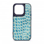 Чехол накладка Harder PU Crocosaur для Apple iPhone 14 Pro Blue (ARM76724)