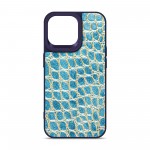 Чехол накладка Harder PU Crocosaur для Apple iPhone 14 Pro Max Blue (ARM76730)