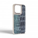Чехол накладка Harder PU Glamorous Croco для Apple iPhone 15 Pro Grey Green (ARM76761)