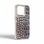 Чехол накладка Harder PU Glamorous Croco для Apple iPhone 15 Pro Grey Gold (ARM76762)