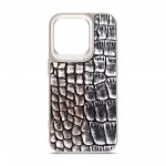 Чехол накладка Harder PU Glamorous Croco для Apple iPhone 15 Pro Grey Gold (ARM76762)