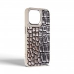Чехол накладка Harder PU Glamorous Croco для Apple iPhone 15 Pro Max Grey Gold (ARM76766)