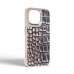 Чехол накладка Harder PU Glamorous Croco для Apple iPhone 15 Pro Max Grey Gold (ARM76766)