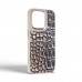 Чехол накладка Harder PU Glamorous Croco для Apple iPhone 14 Pro Grey Gold (ARM76770)