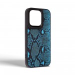 Чехол накладка Harder PU Genuine Snake для Apple iPhone 14 Pro Dark Blue (ARM76787)