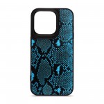 Чехол накладка Harder PU Genuine Snake для Apple iPhone 14 Pro Dark Blue (ARM76787)