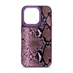 Чехол накладка Harder PU Genuine Snake для Apple iPhone 14 Pro Dark Purple (ARM76788)