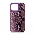 Чехол накладка Harder PU Genuine Snake для Apple iPhone 14 Pro Max Dark Purple (ARM76791)