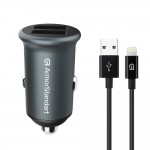 Автомобильное зарядное устройство ArmorStandart 2USB 36W 2.4A QC3.0 Grey + кабель USB-Lightning (ARM82458)